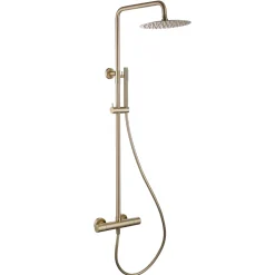 Harbour Clarity Brushed Brass Round Thermostatic Rigid Riser Shower Kit