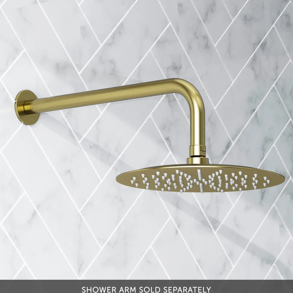 Harbour Clarity Brushed Brass Ultra Slim Round Shower Head - 250mm