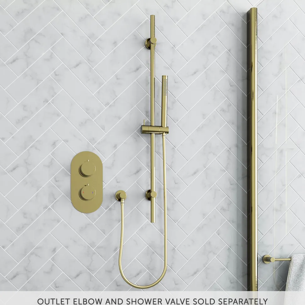 Harbour Clarity Brushed Brass Slide Rail Shower Kit with Shower Handset & Hose