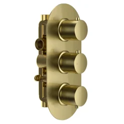 Harbour Clarity Brushed Brass 2 Outlet Thermostatic Concealed Shower Valve (Three Handle)