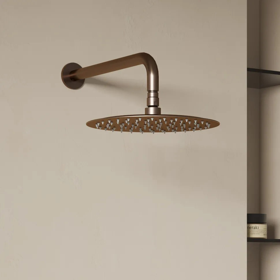 Harbour Clarity Brushed Bronze Concealed Shower Valve, Fixed Wall Mounted Shower Arm & Head