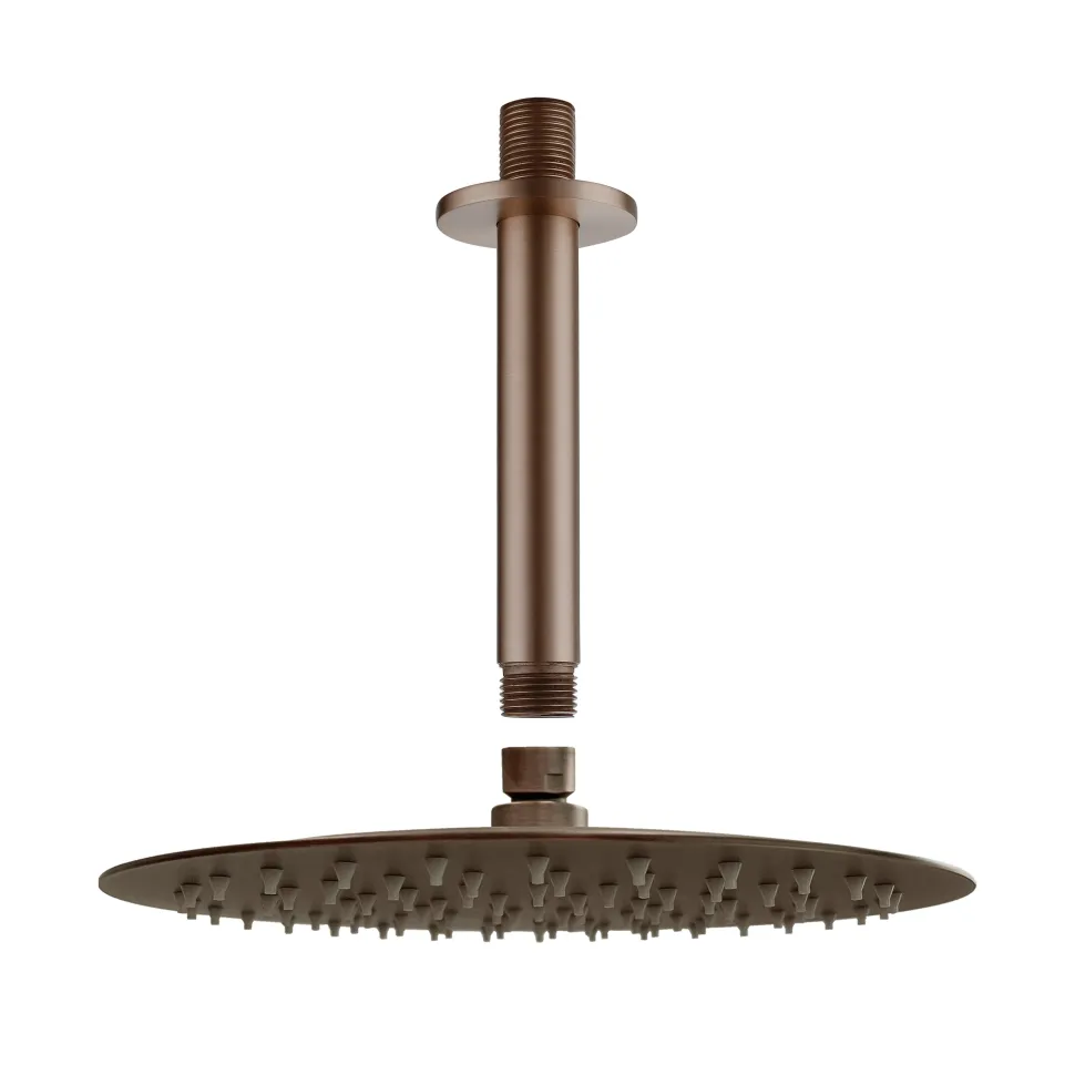 Harbour Clarity Brushed Bronze Shower Package with 2 Outlet Valve, Fixed Head & Ceiling Arm and Wall Shower Kit