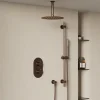 Harbour Clarity Brushed Bronze Shower Package with 2 Outlet Valve, Fixed Head & Ceiling Arm and Slide Rail Shower Kit