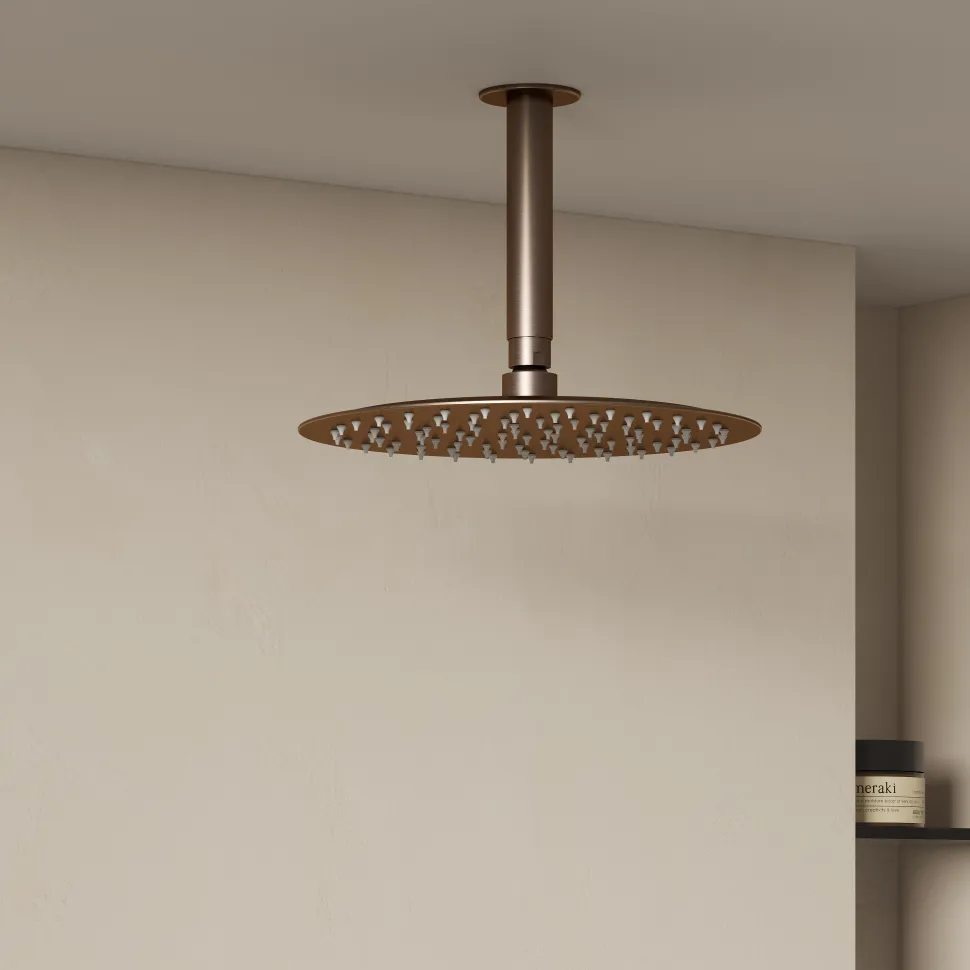 Harbour Clarity Brushed Bronze Shower Package with 2 Outlet Valve, Fixed Head & Ceiling Arm and Slide Rail Shower Kit