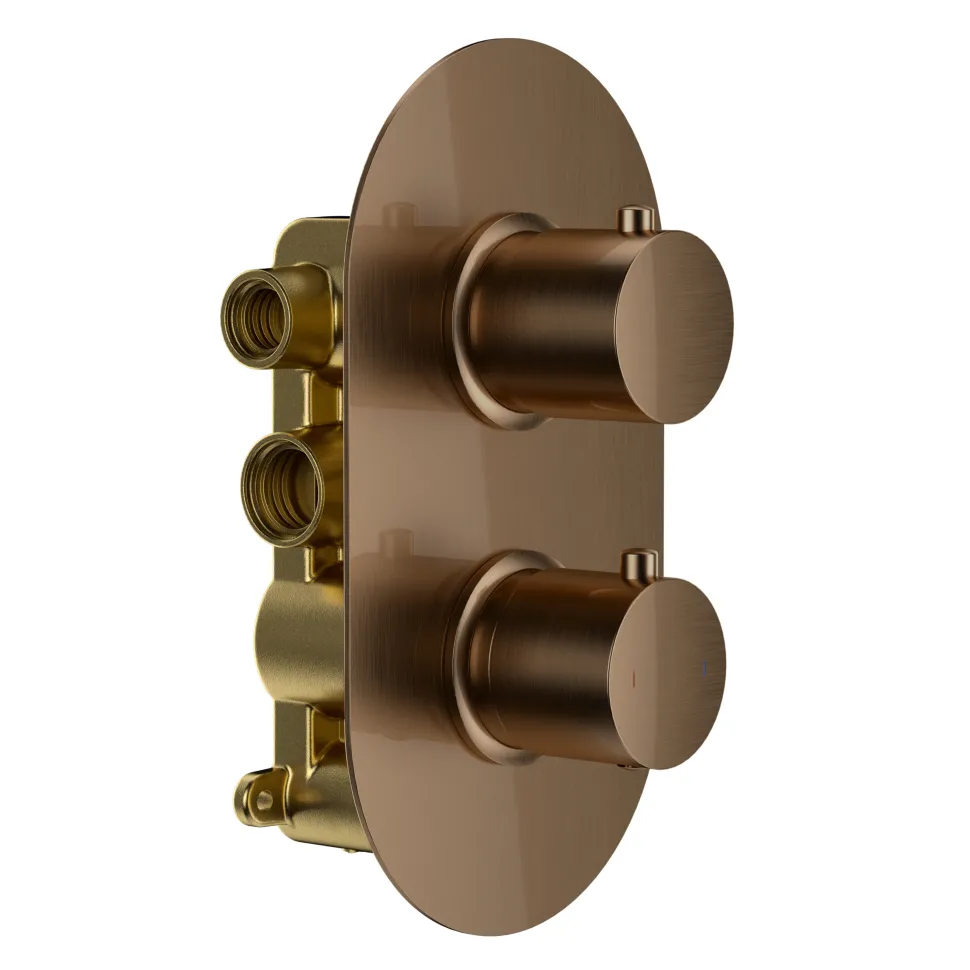 Harbour Clarity Brushed Bronze Shower Package with 2 Outlet Valve, Fixed Head & Ceiling Arm and Slide Rail Shower Kit