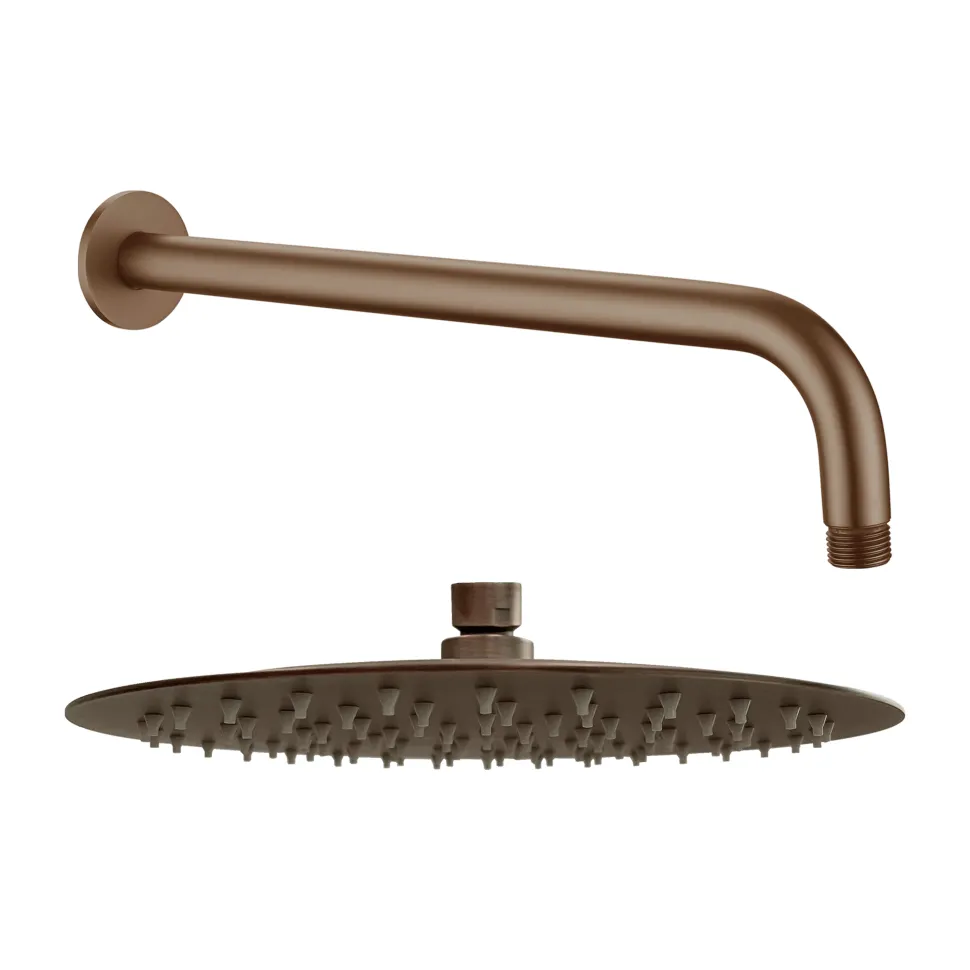 Harbour Clarity Brushed Bronze Shower Package with 2 Outlet Valve, Fixed Head & Wall Mounted Arm and Wall Shower Kit