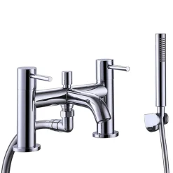 Harbour Clarity Chrome Basin Mixer Tap and Bath Shower Mixer Tap with Shower Kit