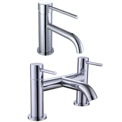 Harbour Clarity Chrome Basin Mixer Tap and Deck Mounted Bath Mixer Tap