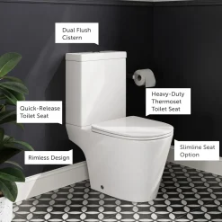 Harbour Clarity Close Coupled Rimless Toilet & Soft Close Seat