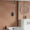 Harbour Clarity Gunmetal Shower Package with 2 Outlet Valve, Fixed Head & Ceiling Arm and Overflow Bath Filler