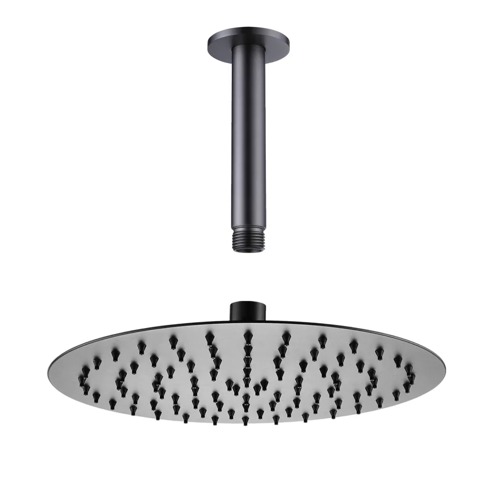 Harbour Clarity Gunmetal Shower Package with 2 Outlet Valve, Fixed Head & Ceiling Arm and Overflow Bath Filler