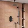 Harbour Clarity Gunmetal Shower Package with 2 Outlet Valve, Fixed Head & Ceiling Arm and Slide Rail Shower Kit