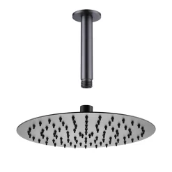 Harbour Clarity Gunmetal Shower Package with 2 Outlet Valve, Fixed Head & Ceiling Arm and Slide Rail Shower Kit
