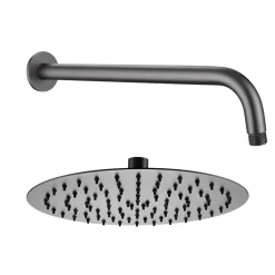Harbour Clarity Gunmetal Shower Package with 2 Outlet Valve, Fixed Head & Wall Mounted Arm and Slide Rail Shower Kit