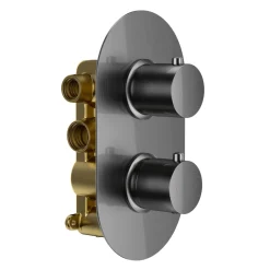 Harbour Clarity Gunmetal Shower Package with 2 Outlet Valve, Fixed Head & Wall Mounted Arm and Wall Shower Kit