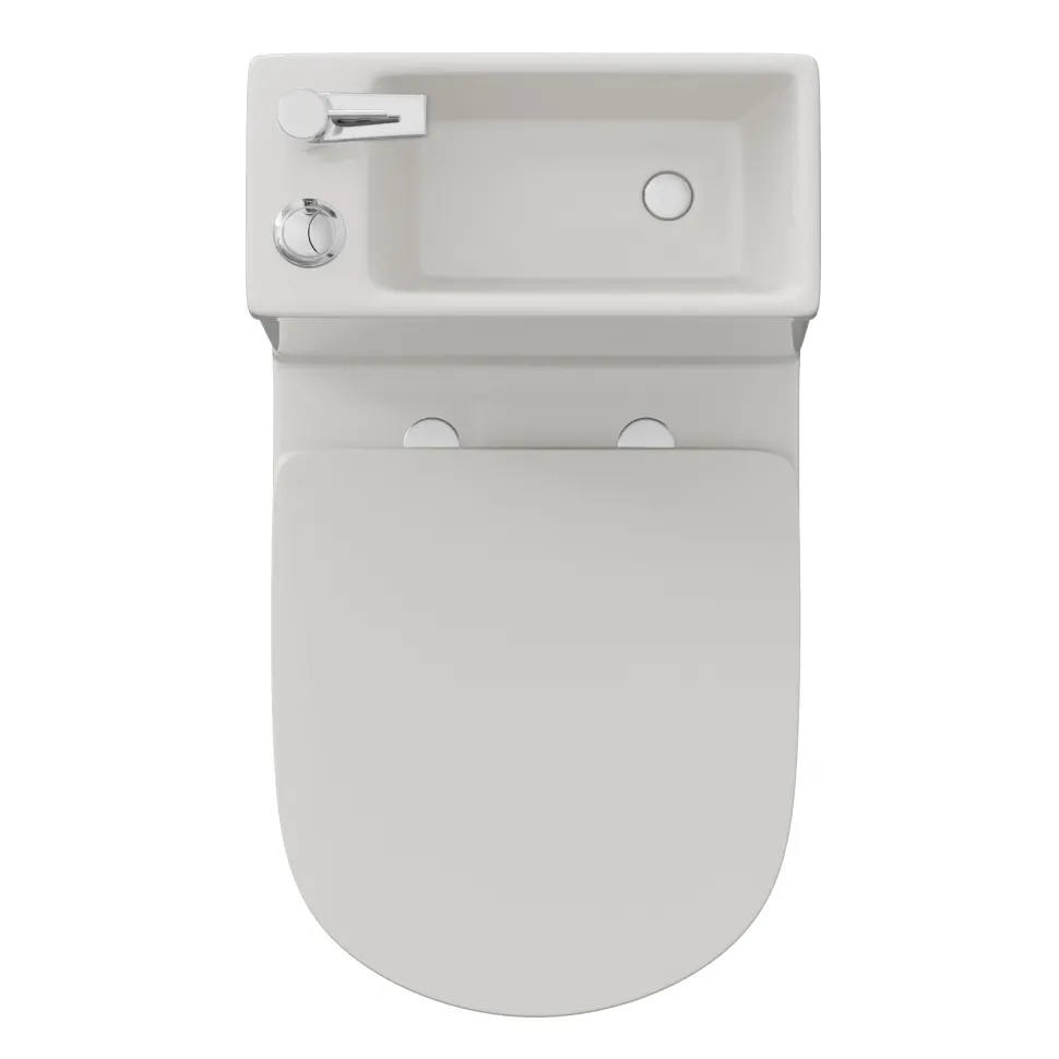 Harbour Clarity 2 in 1 Wash Basin & Close Coupled Closed Back Toilet with Soft Close Seat