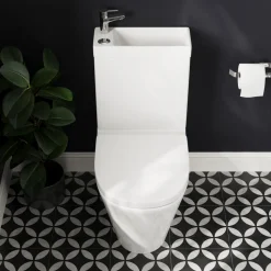 Harbour Clarity 2 in 1 Wash Basin & Close Coupled Open Back Toilet with Soft Close Seat