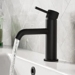 Harbour Clarity Knurled Basin Mixer Tap & Waste and Bath Shower Mixer Tap with Shower Kit
