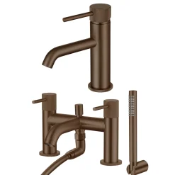 Harbour Clarity Knurled Basin Mixer Tap & Waste and Bath Shower Mixer Tap with Shower Kit