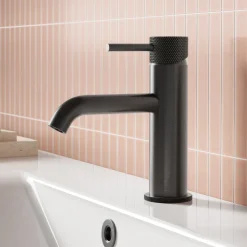 Harbour Clarity Knurled Basin Mixer Tap & Waste and Deck Mounted Bath Mixer Tap