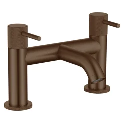 Harbour Clarity Knurled Basin Mixer Tap & Waste and Deck Mounted Bath Mixer Tap