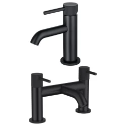 Harbour Clarity Knurled Basin Mixer Tap & Waste and Deck Mounted Bath Mixer Tap