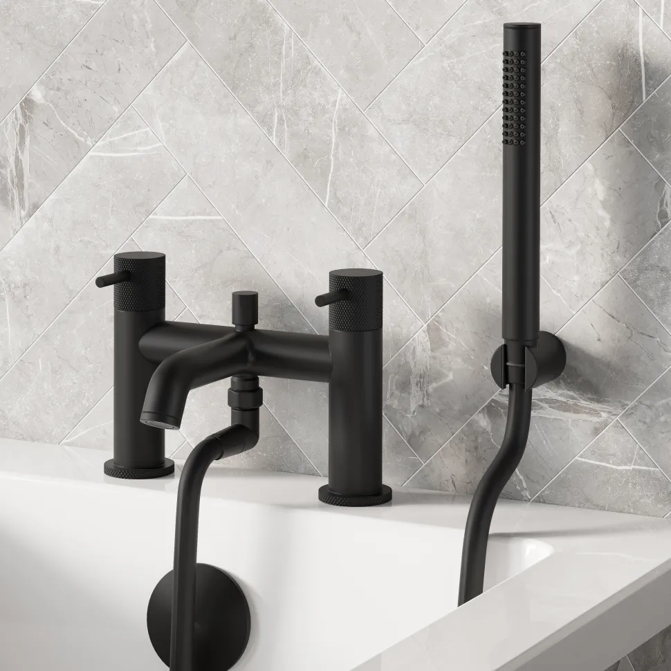 Harbour Clarity Knurled Bath Shower Mixer Tap & Shower Kit