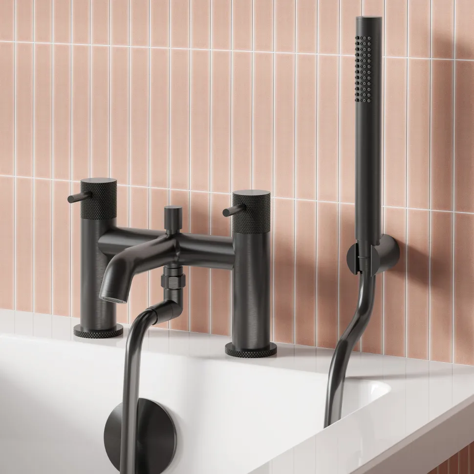 Harbour Clarity Knurled Bath Shower Mixer Tap & Shower Kit