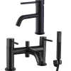 Harbour Clarity Matt Black Basin Mixer Tap and Bath Shower Mixer Tap with Shower Kit