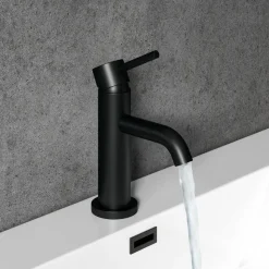 Harbour Clarity Matt Black Basin Mixer Tap and Bath Shower Mixer Tap with Shower Kit