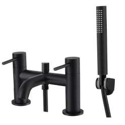 Harbour Clarity Matt Black Basin Mixer Tap and Bath Shower Mixer Tap with Shower Kit