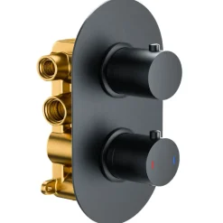 Harbour Clarity Matt Black Concealed Shower Valve, Shower Rail Kit & Overflow Bath Filler