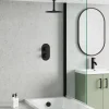 Harbour Clarity Matt Black Concealed Shower Valve, Fixed Ceiling Mounted Head and Overflow Bath Filler