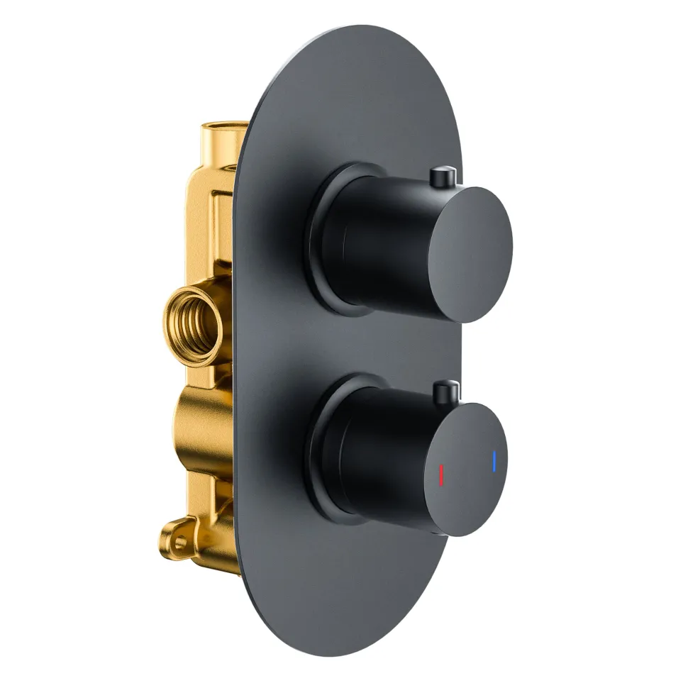 Harbour Clarity Matt Black Concealed Shower Valve & Slide Rail Shower Kit