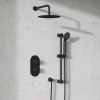 Harbour Clarity Matt Black Concealed Shower Valve, Fixed Head & Arm and Slide Rail Kit