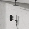 Harbour Clarity Matt Black Concealed Shower Valve, Fixed Ceiling Mounted Head and Wall Shower Kit