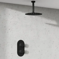 Harbour Clarity Matt Black Concealed Shower Valve & Ceiling Mounted Fixed Shower Head