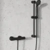 Harbour Clarity Matt Black Exposed Thermostatic Bar Shower Valve and Shower Rail Kit