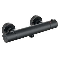 Harbour Clarity Matt Black Exposed Thermostatic Bar Shower Valve and Shower Rail Kit