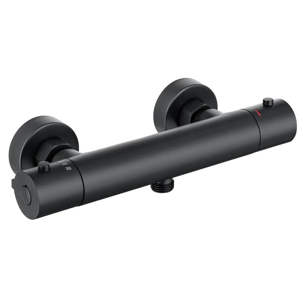 Harbour Clarity Matt Black Exposed Thermostatic Bar Shower Valve and Shower Rail Kit