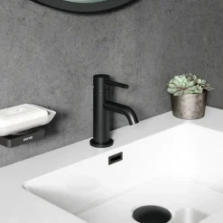 Harbour Clarity Matt Black Mini Basin Mixer Tap & Waste