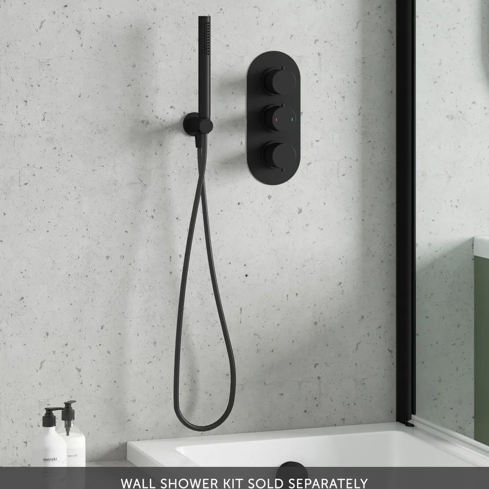 Harbour Clarity Matt Black 3 Outlet Concealed Thermostatic Mixer Valve