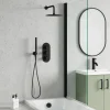 Harbour Clarity Matt Black Shower Package with 3 Outlet Valve, Fixed Head & Arm, Wall Shower Kit & Overflow Bath Filler