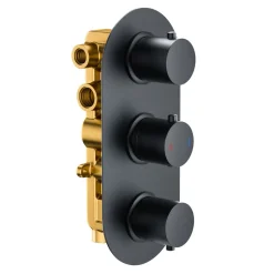 Harbour Clarity Matt Black Shower Package with 3 Outlet Valve, Fixed Head & Arm, Wall Shower Kit & Overflow Bath Filler