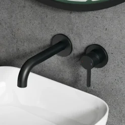 Harbour Clarity Matt Black Wall Mounted Basin Tap with Easy Plumb Installation Kit