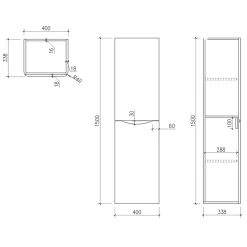 Harbour Clarity 1500mm Tall Wall Mounted Cabinet