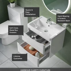 Harbour Clarity 500mm Wall Mounted Vanity Unit & Basin
