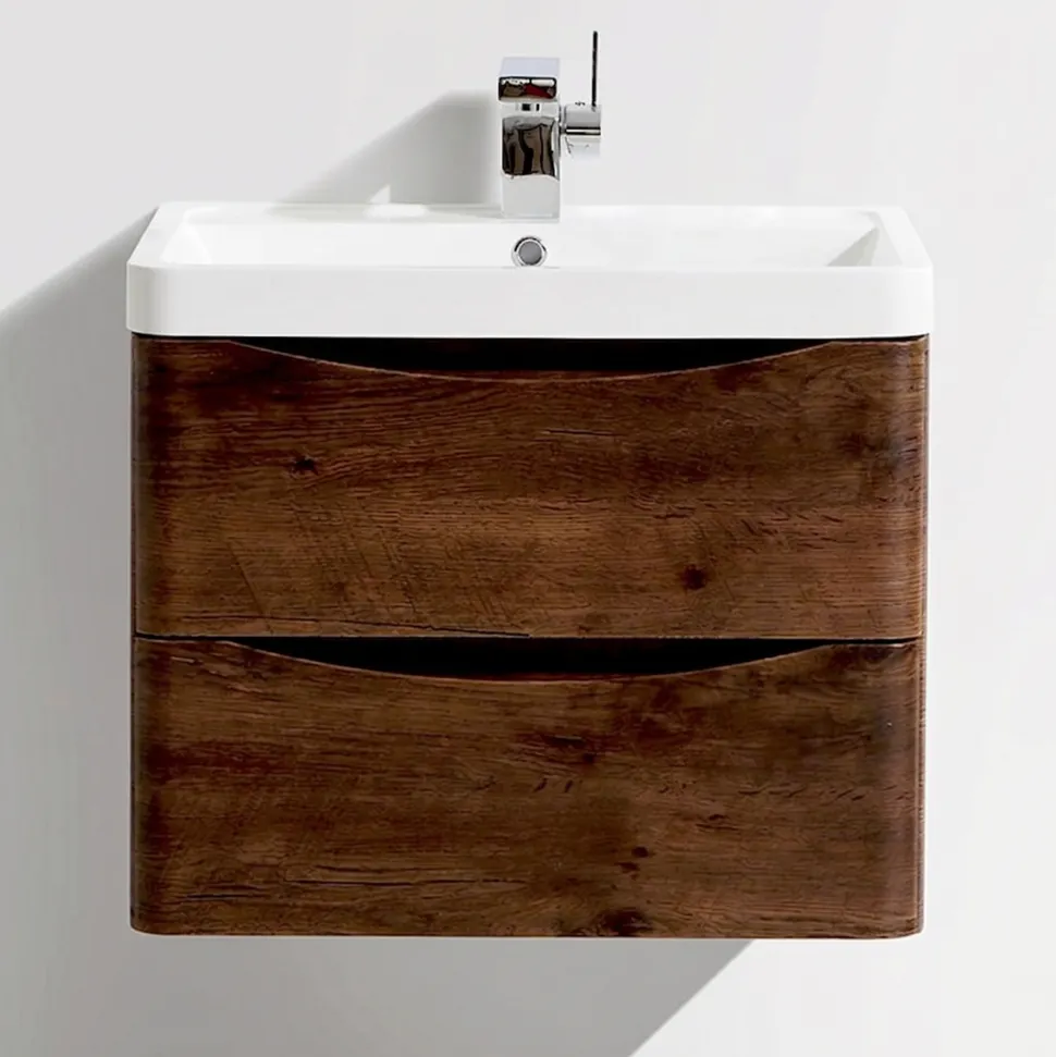 Harbour Clarity 600mm Wall Mounted Chestnut Vanity Unit & Basin