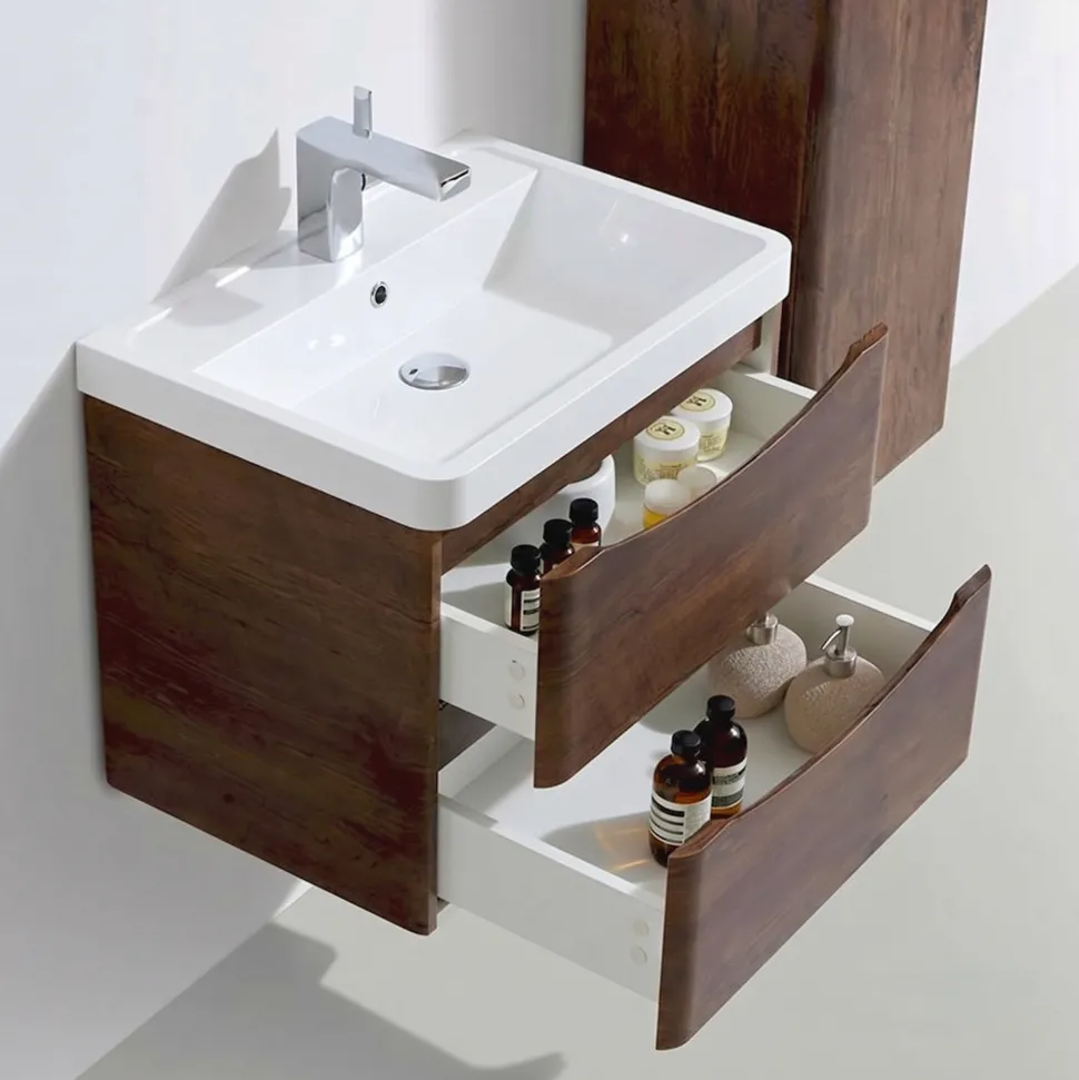 Harbour Clarity 600mm Wall Mounted Chestnut Vanity Unit & Basin