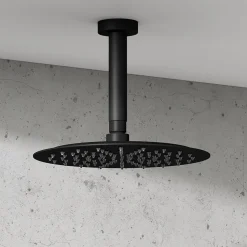 Harbour Clarity Round Shower Head with Ceiling Arm - Matt Black